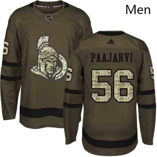 Mens Adidas Ottawa Senators 56 Magnus Paajarvi Authentic Green Salute to Service NHL Jersey